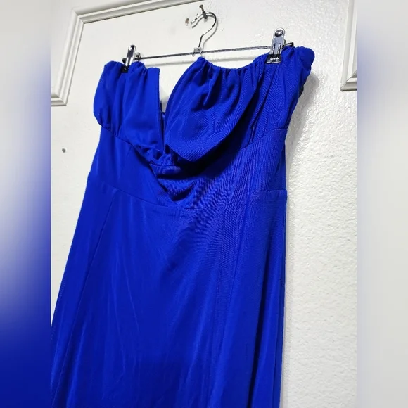 Lulus Momentous Charm Royal Blue Mesh Strapless Maxi Dress Wedding Party Prom - Picture 7 of 9
